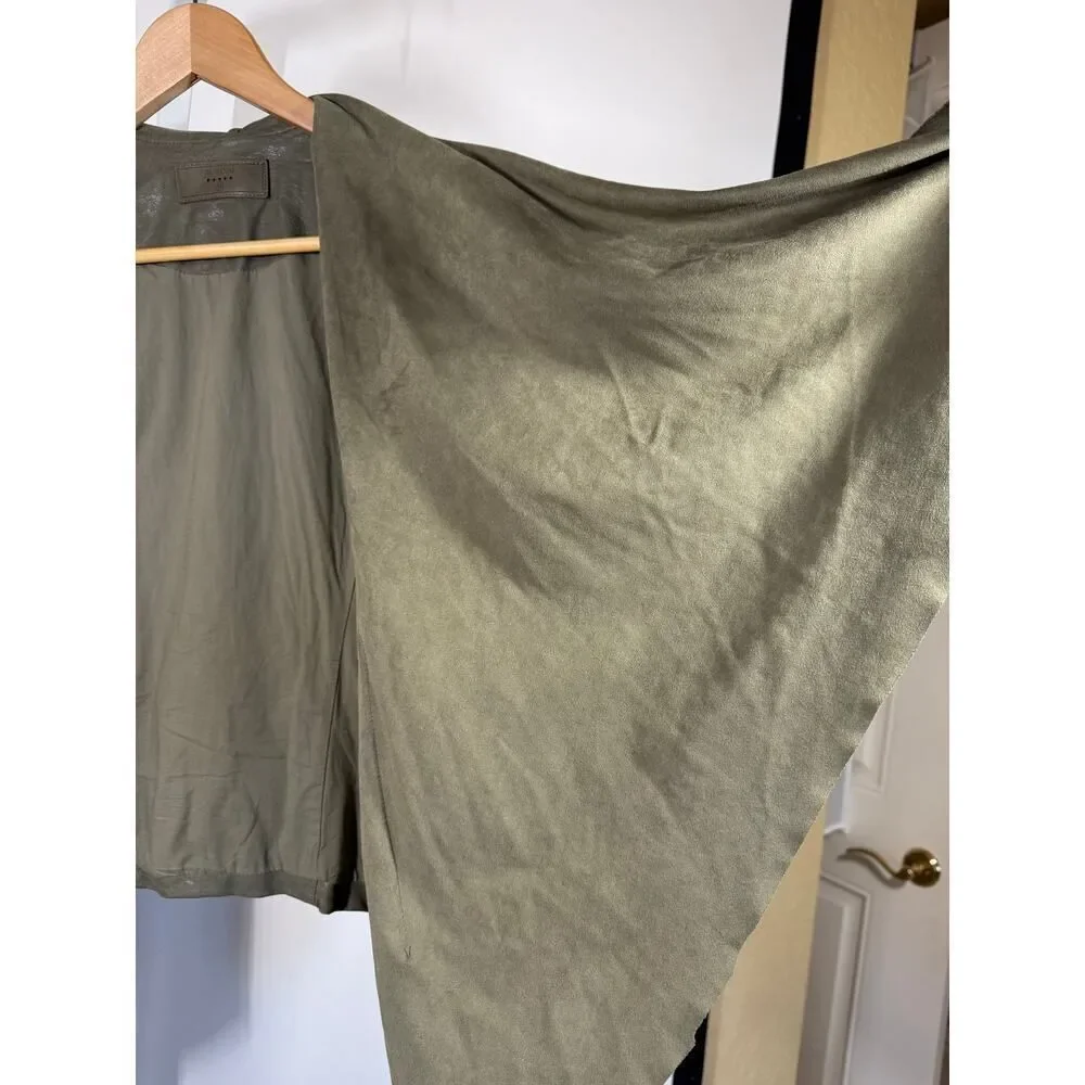 BLANK NYC Women's Faux Suede/Leather Asymmetrical Zip Front Jacket Green Size XS